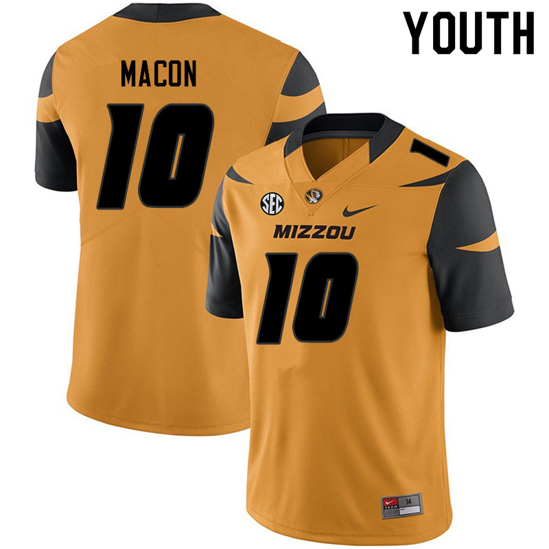 Youth #10 Tyler Macon Missouri Tigers College Football Jerseys Sale-Yellow - Click Image to Close